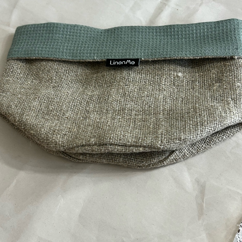 LinenMe Gray and Green Pouch/Basket Liner